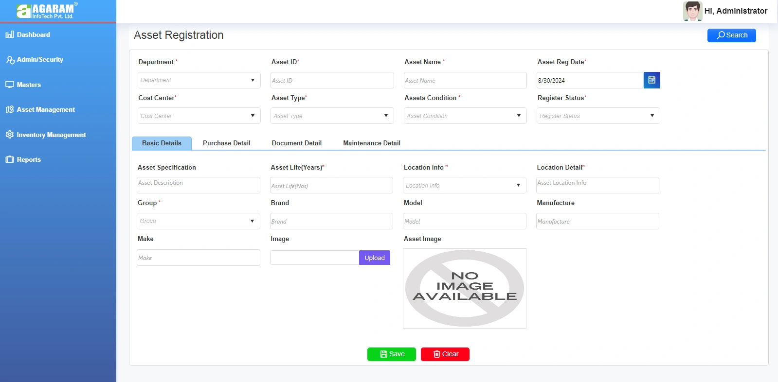 Asset Registration Module in Asset Software
