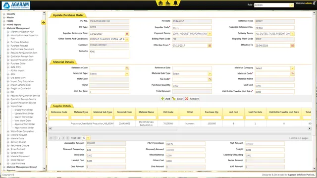 Material Management Module in Brewery